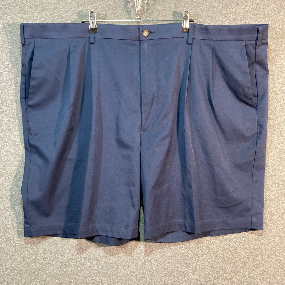 Roundtree & Yorke Mens Navy Blue‎ Pleated Stretch Chino Shorts Size 50